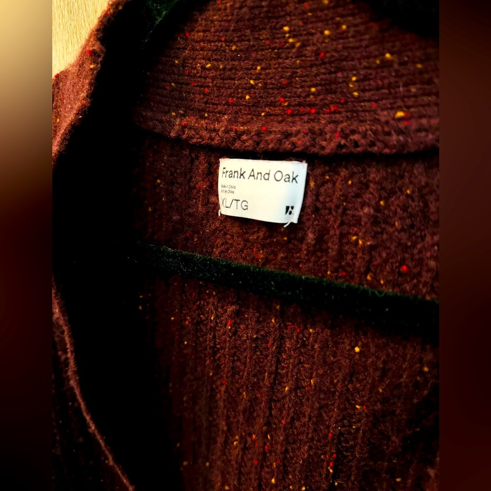 Frank and Oak lambswool burgundy red sweater size: XL - Picture 4 of 8